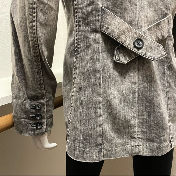 Coldwater Creek Shaped charcoal gray faded, stretch denim blazer, Sz 14 - Picture 9 of 14